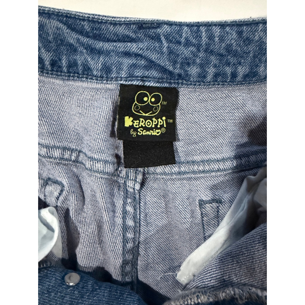 Keroppi by Sanrio Denim Mom Shorts Juniors 7 Blue Frog Snail Graphic Y2K Kawaii - Picture 3 of 10